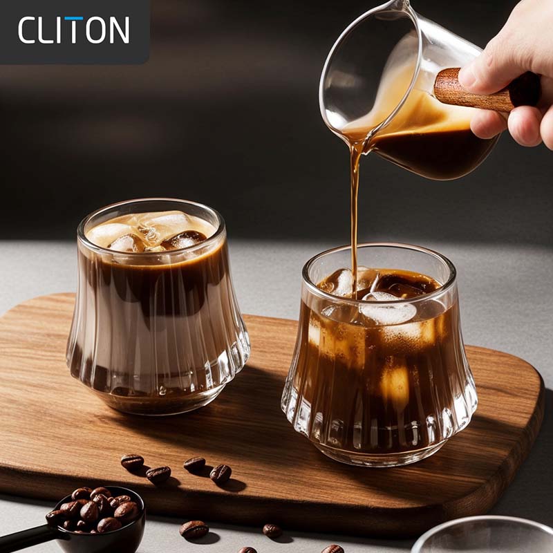 Креативная стеклянная чашка для кофе CLITON, 160 мл, набор из 2 шт.
