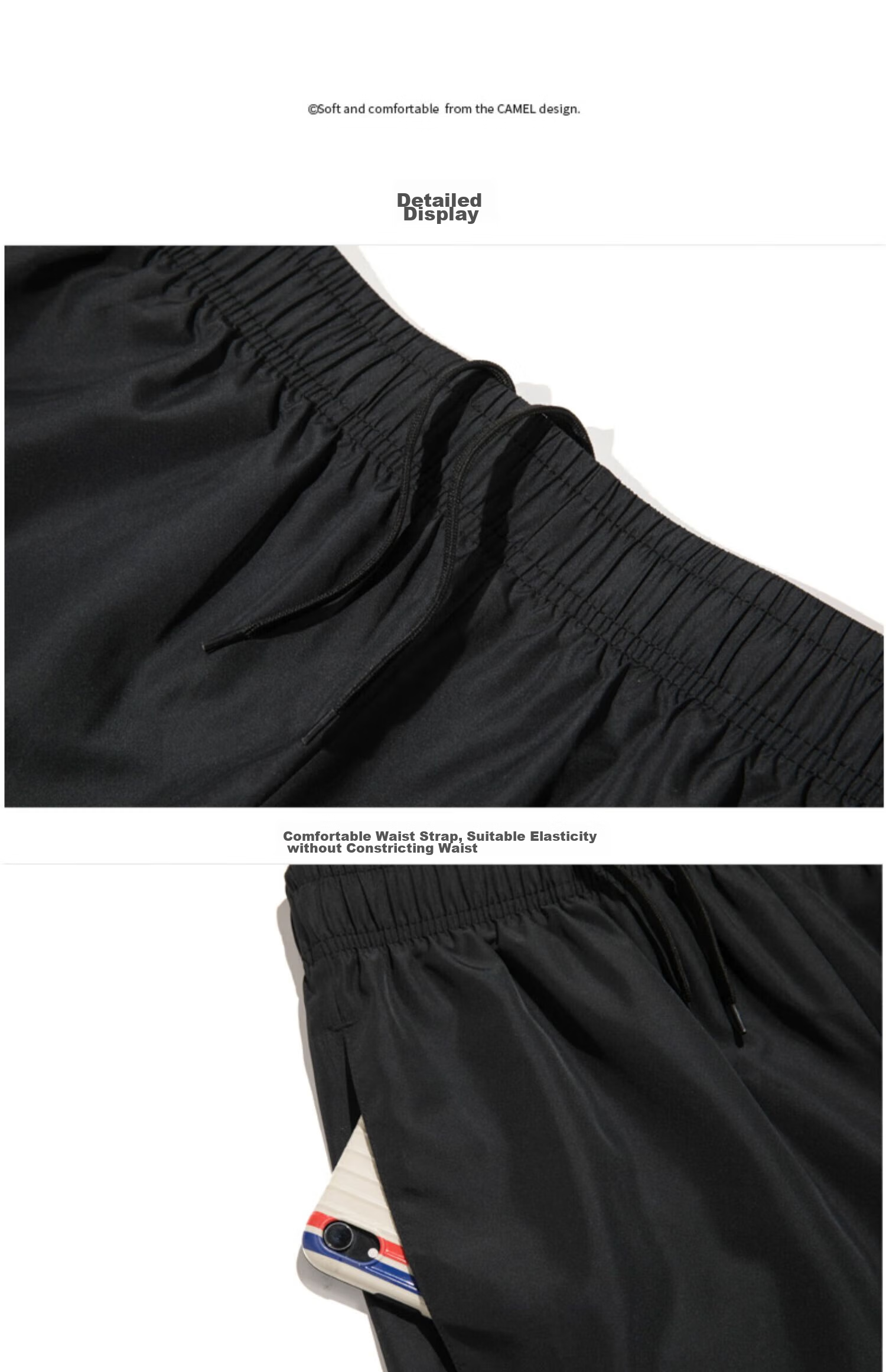 CAMEL Quick-Dry Shorts for Men, Summer New Style Breathable Casual Woven Running Sports Fitness Loose Ultra-Thin Five-Point Pants 30