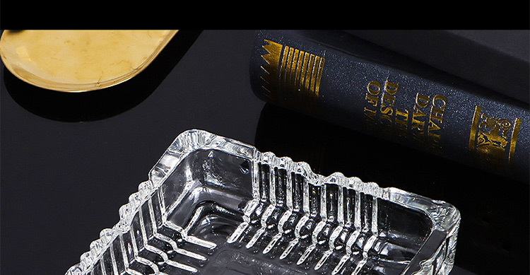 Jidukongjian Glass Ashtray, High-End Office Ashtray, Desktop Ornament, Birthday Gift for Dad, Square Shape 22