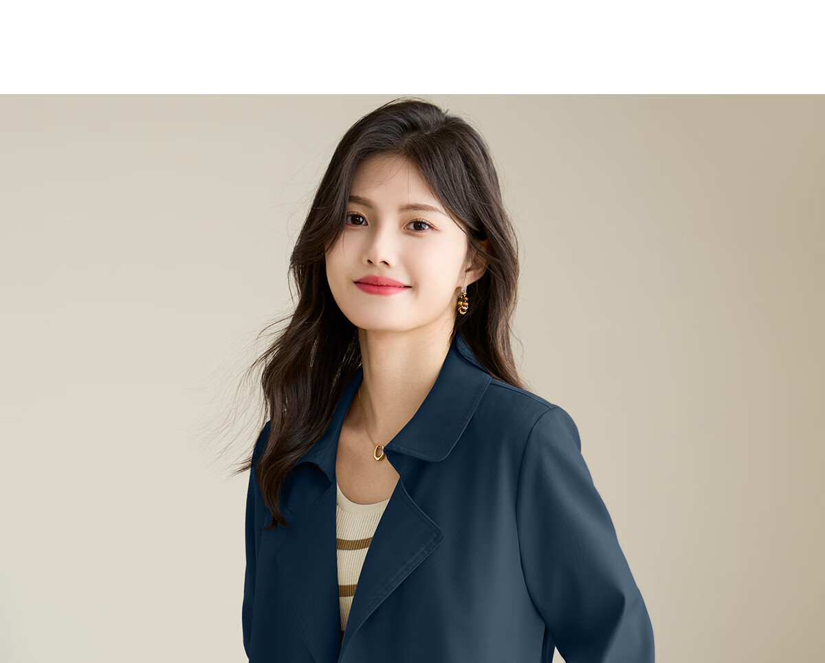 She Enjoy Casual Women's Mid-Length Trench Coat Blazer Collar Fashion Simple Jacket T13KF7478 9