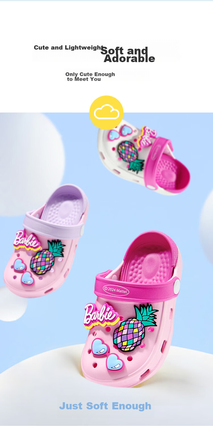 Barbie Children's Sandals, Summer Kids' Clogs, Girls' Beach Sandals, Girls' Slippers, BB240010, Pink/purple, Size 180 4