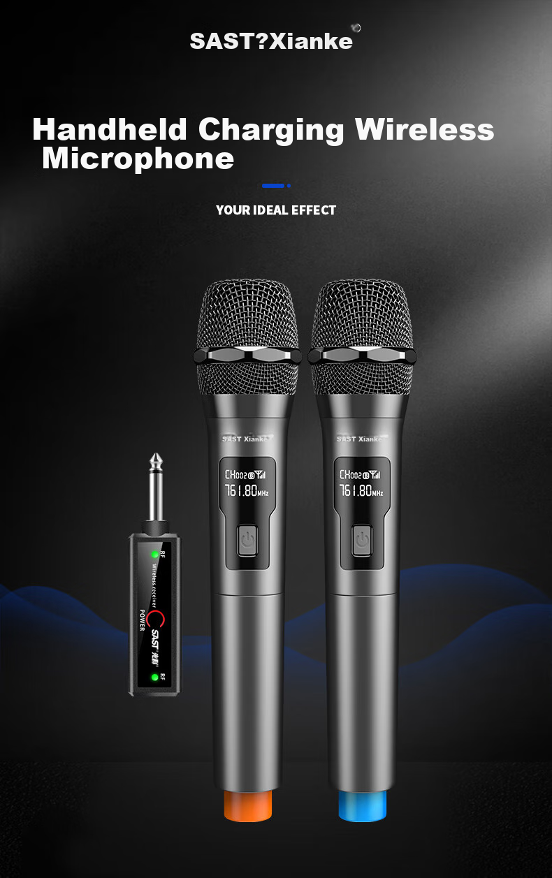SAST Wireless Microphone with Charging Function, for Home KTV Singing, Stage Hosting, Speeches, Karaoke, Meetings, Sound System Amplifier, FM Radio, Car Universal Microphone OK-91 Single Unit 1