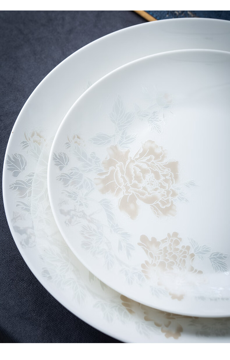 Taoxianghui Jingdezhen High-Quality White Porcelain Jade Clay High-Temperature Tableware Bowls Plates Spoons Chopsticks Ceramic Bowls And Dishes for Home Use, 14-Piece Gift Dinnerware Set 9