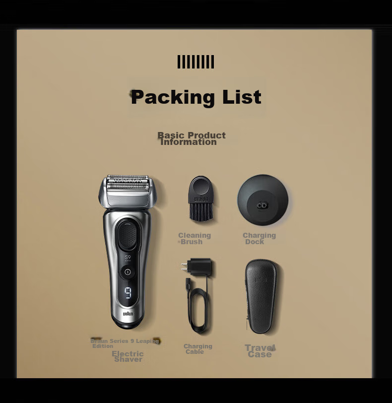BRAUN Series 9 Dynamic Edition with Care Center Gift Box, Electric Shaver, Fully Imported from Germany, Reciprocating Motor, Gift Box Set, Birthday And Mid-Autumn Festival Gift for Boyfriend Or Husband 8