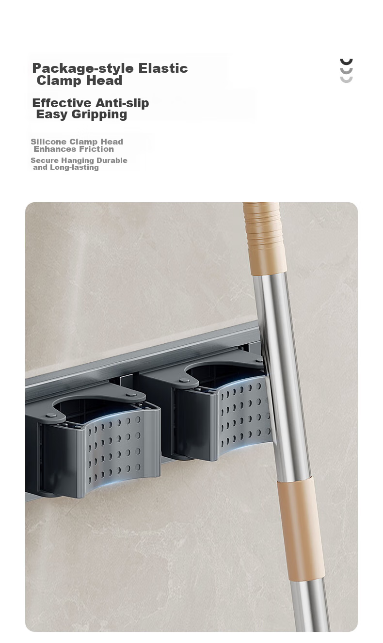 Cobbe Space Aluminum Mop Wall Hook, No Drilling Required, Broom And Cloth Holder, Bathroom Storage Organizer 4