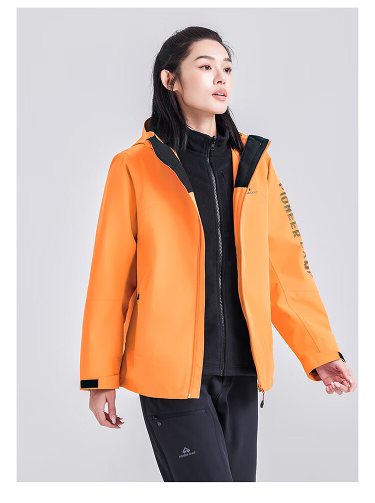 Pioneer Camp Hardshell Jacket for Women, Autumn Outdoor Windproof And Waterproof High Altitude Mountaineering Coat for Men, Commuter Style, Orange-Red, XL 14