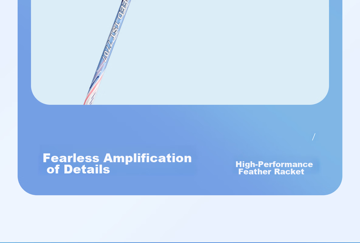 Yodiman Light Blue 7707 Badminton Racket, Full Carbon Ultra-Light 6U Training Single Racket, 1 Piece (Pre-Strung 25 Lbs) 11