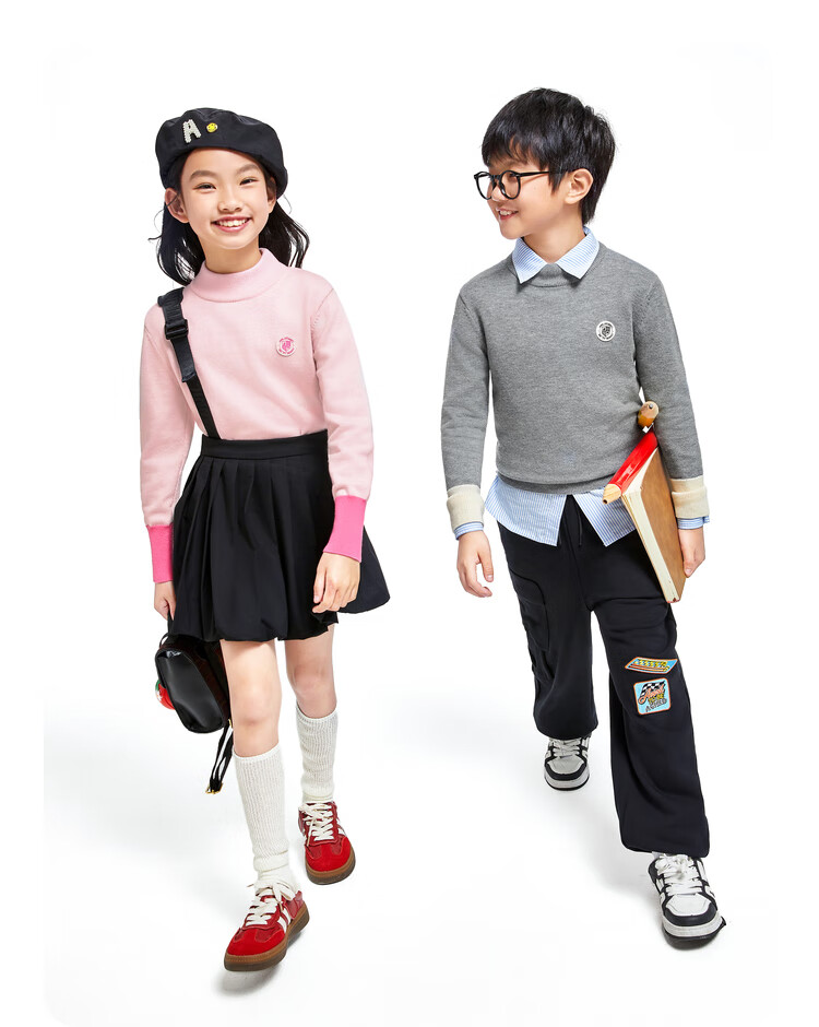 Annil Children's Clothing, Boys' And Girls' Sweaters, Knitted Sweaters, 2024 Autumn New Style, Preppy Warm, Off-White, Size 120 4