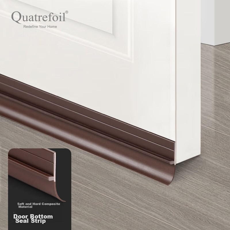 Quatrefoil Door Bottom Seal Strip, Door And Window Gap Windproof Strip, Door Seal Tape, Soft Bottom Brown, 3.6cm Wide * 1 Meter Long
