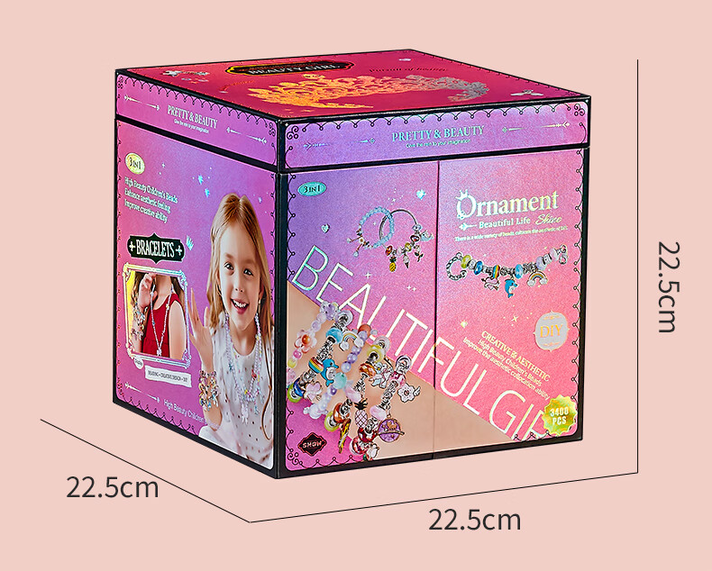 BEIBITONGHUA Bracelet Beads Toy for Children, Girls' Jewelry And Hair Accessories Gift Box, Pretend Play DIY Handmade Birthday Gift 15