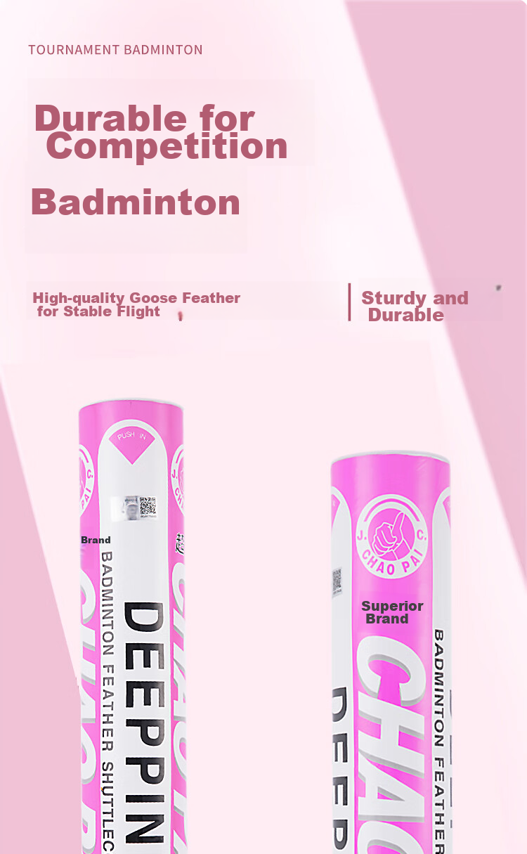 CHAO PAI Badminton Shuttlecocks, Durable Competition Goose Feather Shuttles, Dual-Spliced Cork Ball Heads, 12-Pack, Speed 77 2