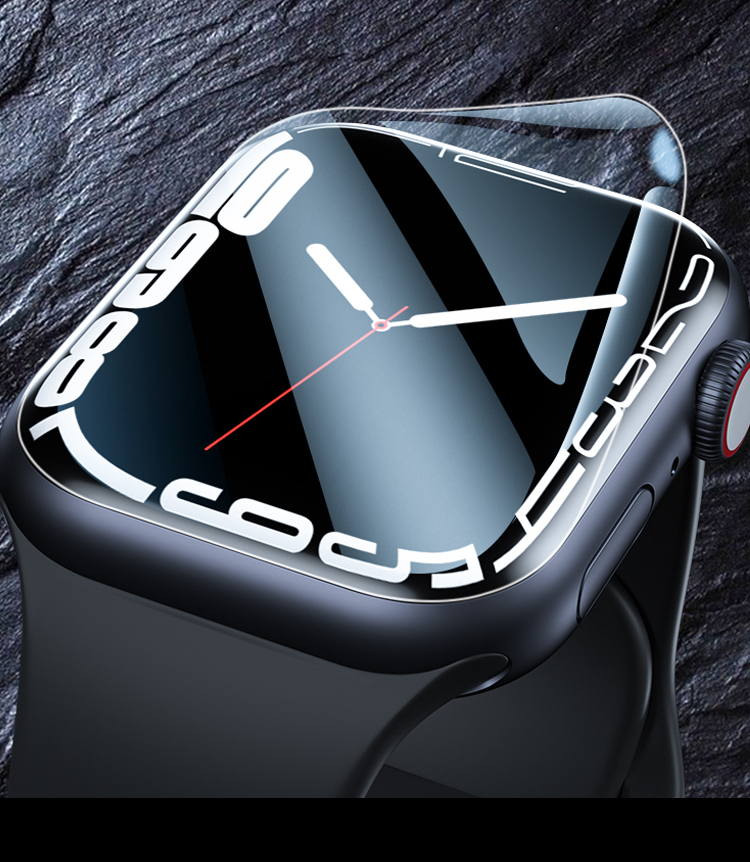 ESCASE [Two-Pack] Compatible with Apple Watch Screen Protector S9/S8/SE2, Universal for Apple Watch 7/6/5/4, Protective Film for 45/44mm Full Screen, Anti-Fingerprint Hydrogel Soft Film 4