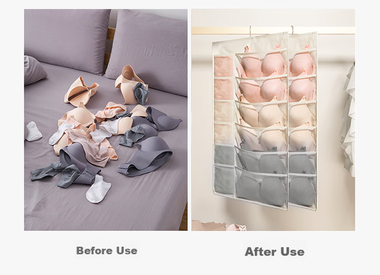 Banzheni Underwear Storage Hanging Organizer, Socks And Panties Holder for Home Or Dormitory Cabinet Wall Mounting, 12+18 Compartments 6