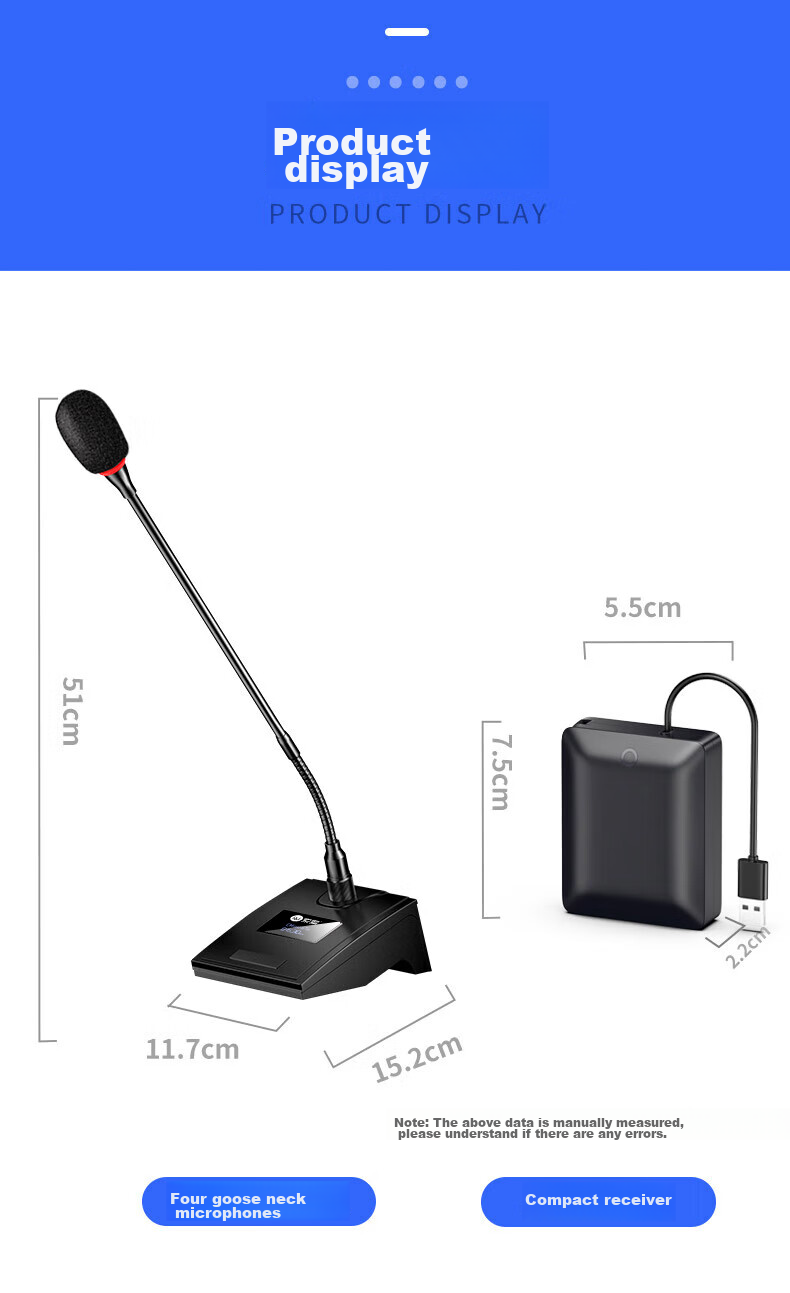 Soaiy SA-H10 Engineering Conference Microphone, Desktop Condenser Microphone, Gooseneck Wireless Meeting Training Voice Chat Microphone, Conference Speech Professional Gooseneck Adjustable Frequency Microphone 12
