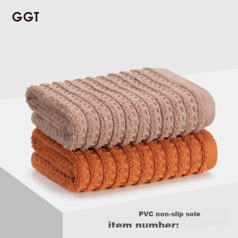 GGT Men's Pure Cotton Towel for Face Washing, Home Use, Absorbent Hand Towel for Bathing, Adult Face Towel, White Tea + Persimmon Color
