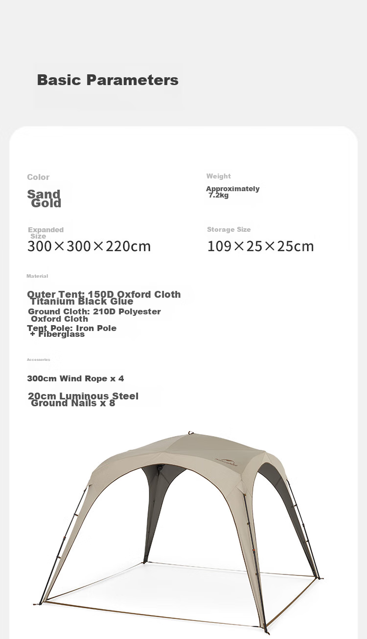Naturehike Nuke Yunjie Self-Standing Quick-Open Titanium Black Gel Canopy Tent, Outdoor Camping Picnic, Rainproof, Sun-Proof, Dome Pavilio 17