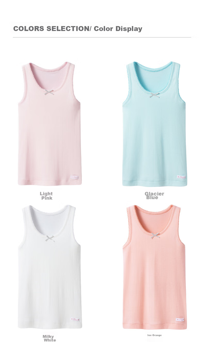 THREEGUN Class A Comfortable Cotton Ribbed Pure Cotton Girls Boys Children Students Round Neck Undershirt Vest 21