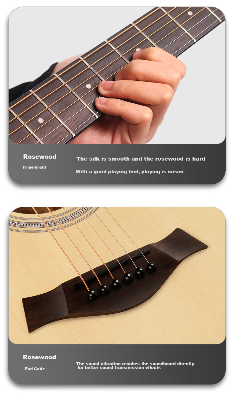Minsine 38-Inch Natural Wood Color Matte Travel Guitar for Students, Beginners, Folk Guitar, Small Guitar for Men And Wome 10