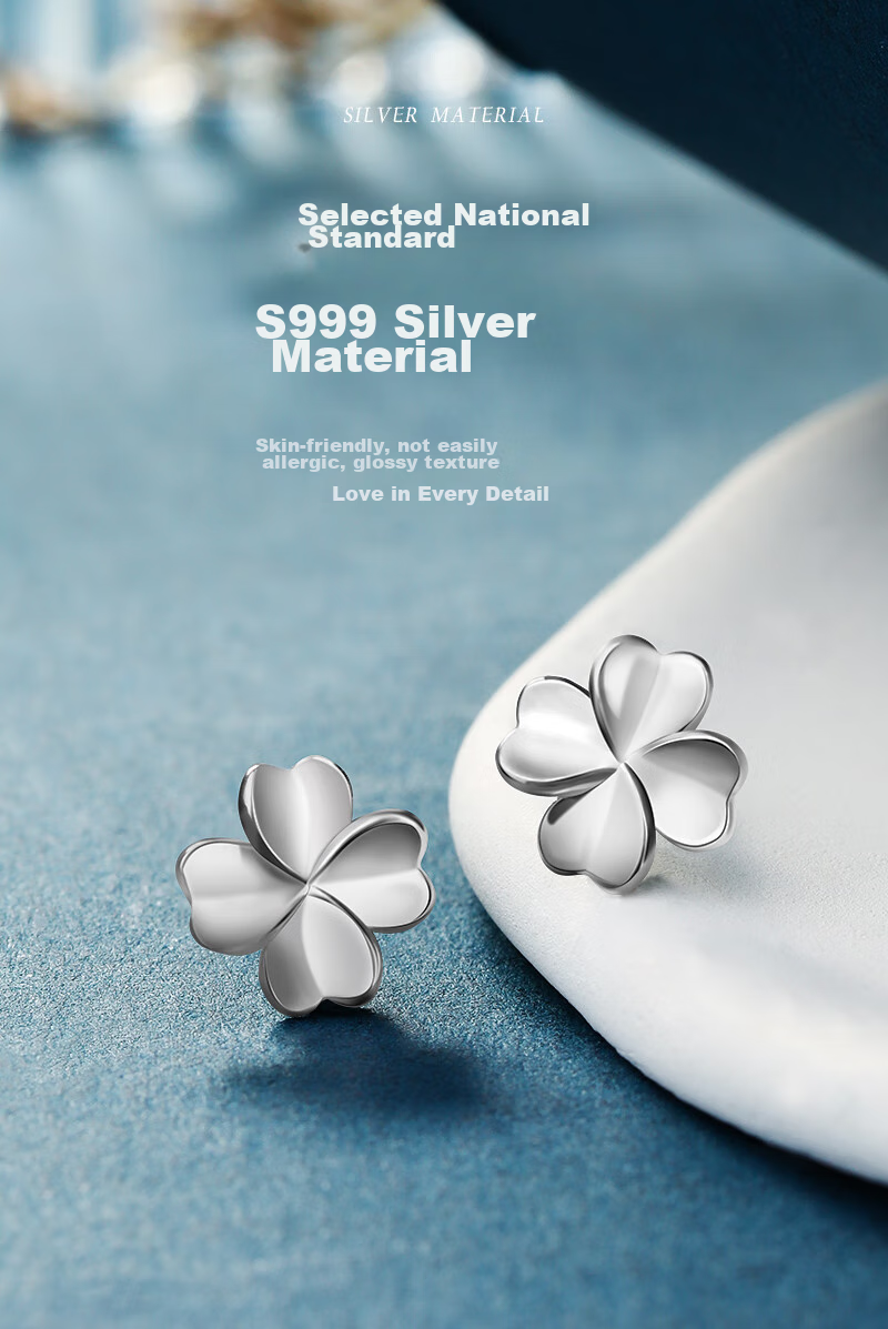 MANHE S999 Sterling Silver Four-Leaf Clover Stud Earrings for Women, New 2026 Style Earrings, Birthday Gift for Girls And Friends 5