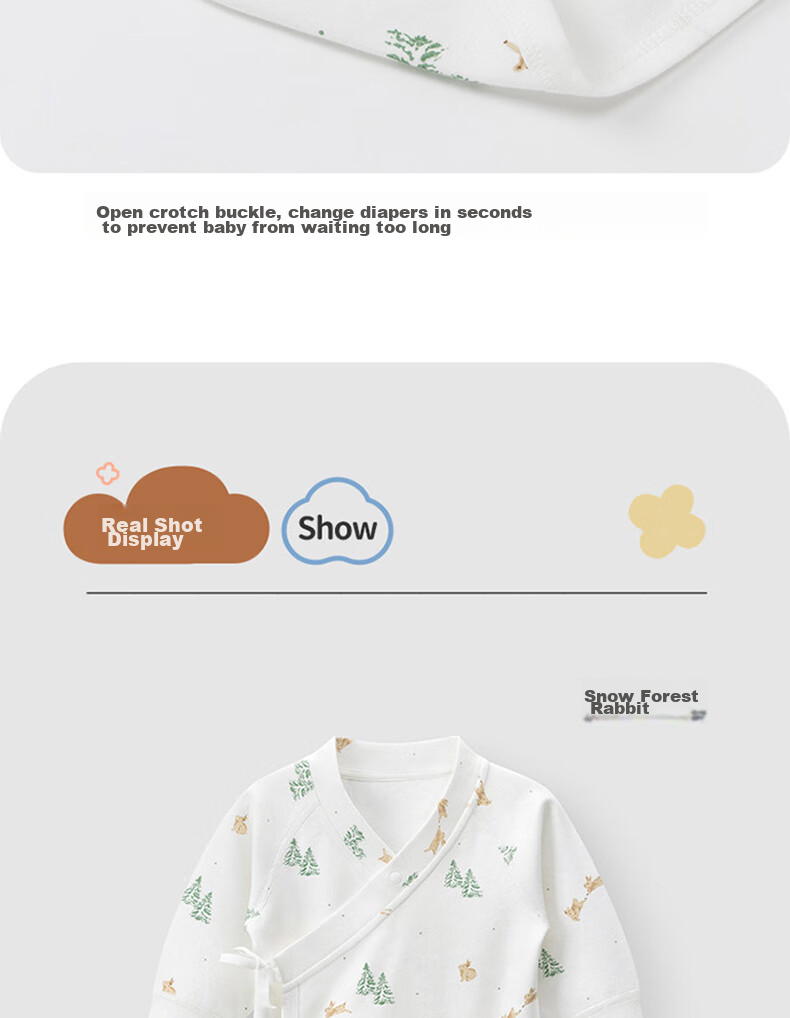 Guaiqixiong Newborn Long-Sleeve Bodysuit, Spring And Autumn Infant Pure Cotton Seamless Pajamas, Romper for Autumn, Clothing A 13