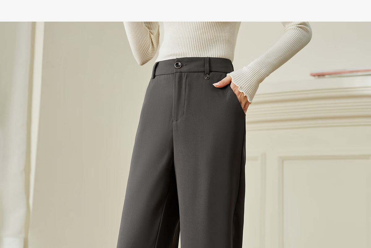 Chushen Spring And Autumn Casual Pants for Women, Wilderness Maillard High-Waist Straight Slimming Versatile Commuter Suit Pants S143K2020 3