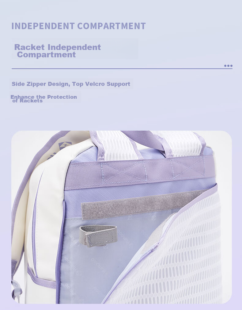 KUMPOO Ball Bag with Separate Shoe Compartment, Tennis Racket Storage, Ventilated Multi-Functional Unicorn Backpack KBR-002 White And Purple 7