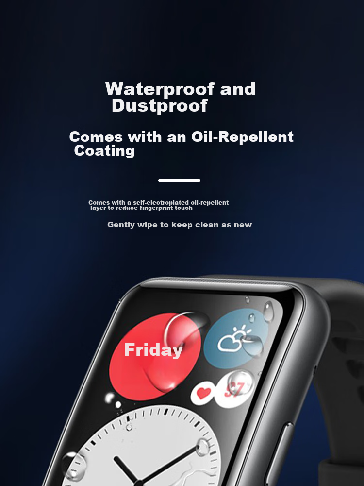 ESCASE Huawei WATCH FIT New Tempered Glass Screen Protector, 2-Pack, 6D Hot Bending, Shockproof, Shatterproof, Scratch-Resistant, Replacement Guaranteed 12