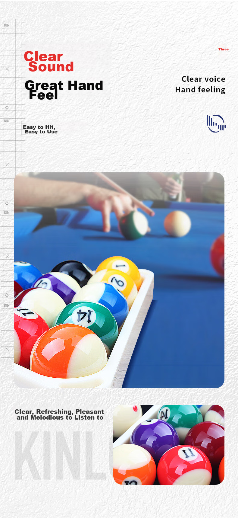 JEEANLEAN Billiard Table, Black Eight And Trick Shot Training Balls, Crystal Balls, Standard Large Size Pool Table Accessories, 57.2mm 9