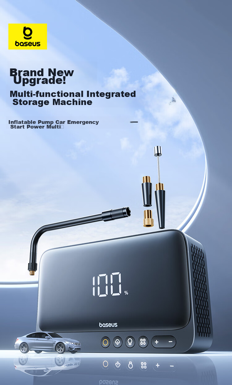 Baseus [National 3C Certified], Car Emergency Jump Starter Air Pump All-In Device, Portable Power Bank for Outdoor Use 1
