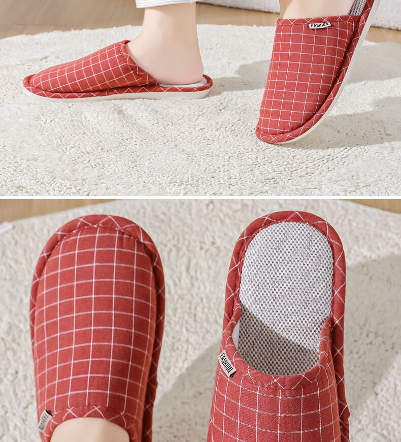 Huameijianbu Versatile Thick-Soled Couple Cotton Slippers for Indoor And Outdoor Use, Fleece-Lined Warm Cotton Slippers HM2258 Brown Size 44-45 20