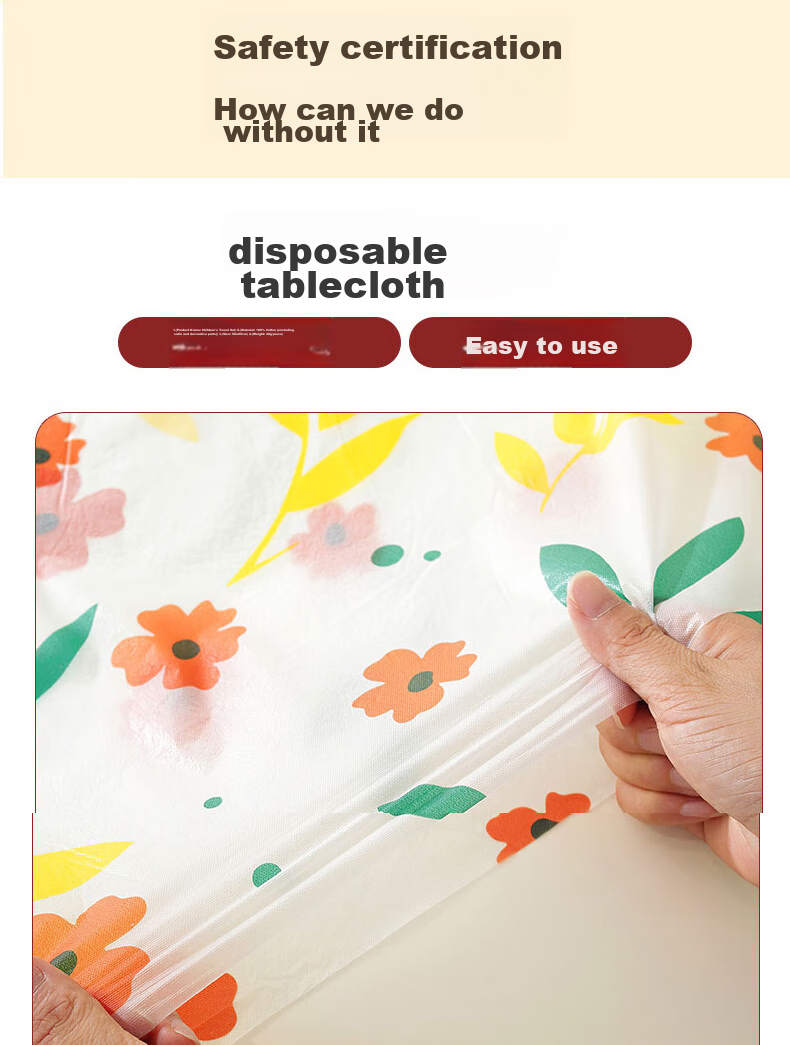 Jingxun Disposable Tablecloth, Thickened, Fresh Printed Design, Waterproof Table Cover, for Home Use, Square Shape, 10 Pieces, 1.8m X 1.8m 5