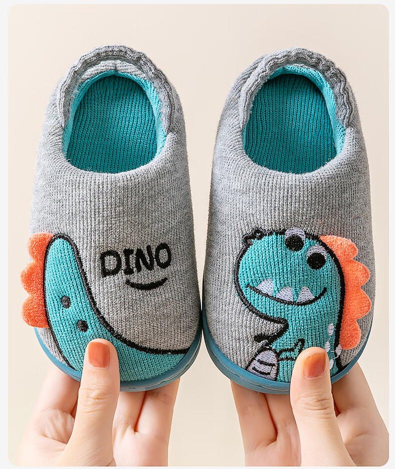 Zhubaba Baby Cotton Slippers, Indoor Home Use, Warm And Non-Slip, for Infants And Toddlers, Autumn Boys Girls, Fall And Winter Cotton Slippers, Green, Size 150 13
