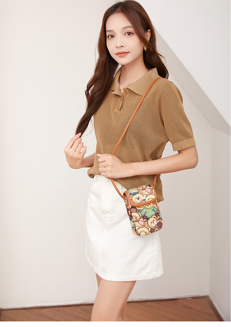 Xiaoxiongyilian Women's Phone Bag, Lightweight Coin Purse, Bear Pattern Shoulder Crossbody Bag, Mini Handbag for Women, Valentine's Day Gift 3