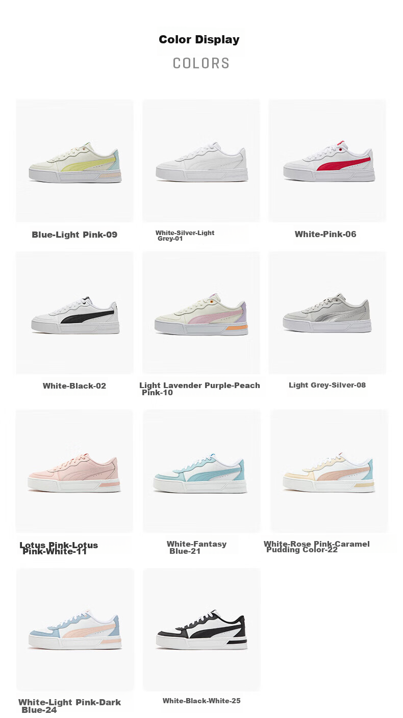 PUMA White Sneakers, Platform Tennis Shoes for Women, Sports Casual Shoes SKYE 374764, Size 38.5 7
