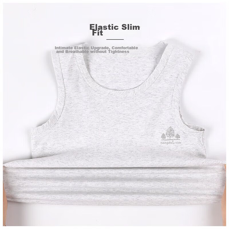 Hodohome Children's Tank Top, Boys' Summer Thin Style, 40s Combed Cotton, Casual Sports Undershirt, 803 Heather Gray, Size 140