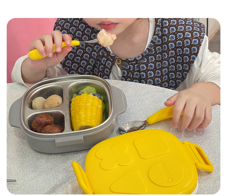 Octoto Baby Food Spoon, Children's Spoon, Infant Self-Training Fork And Spoon Set, 316L Stainless Steel Spoon And Fork Set 18