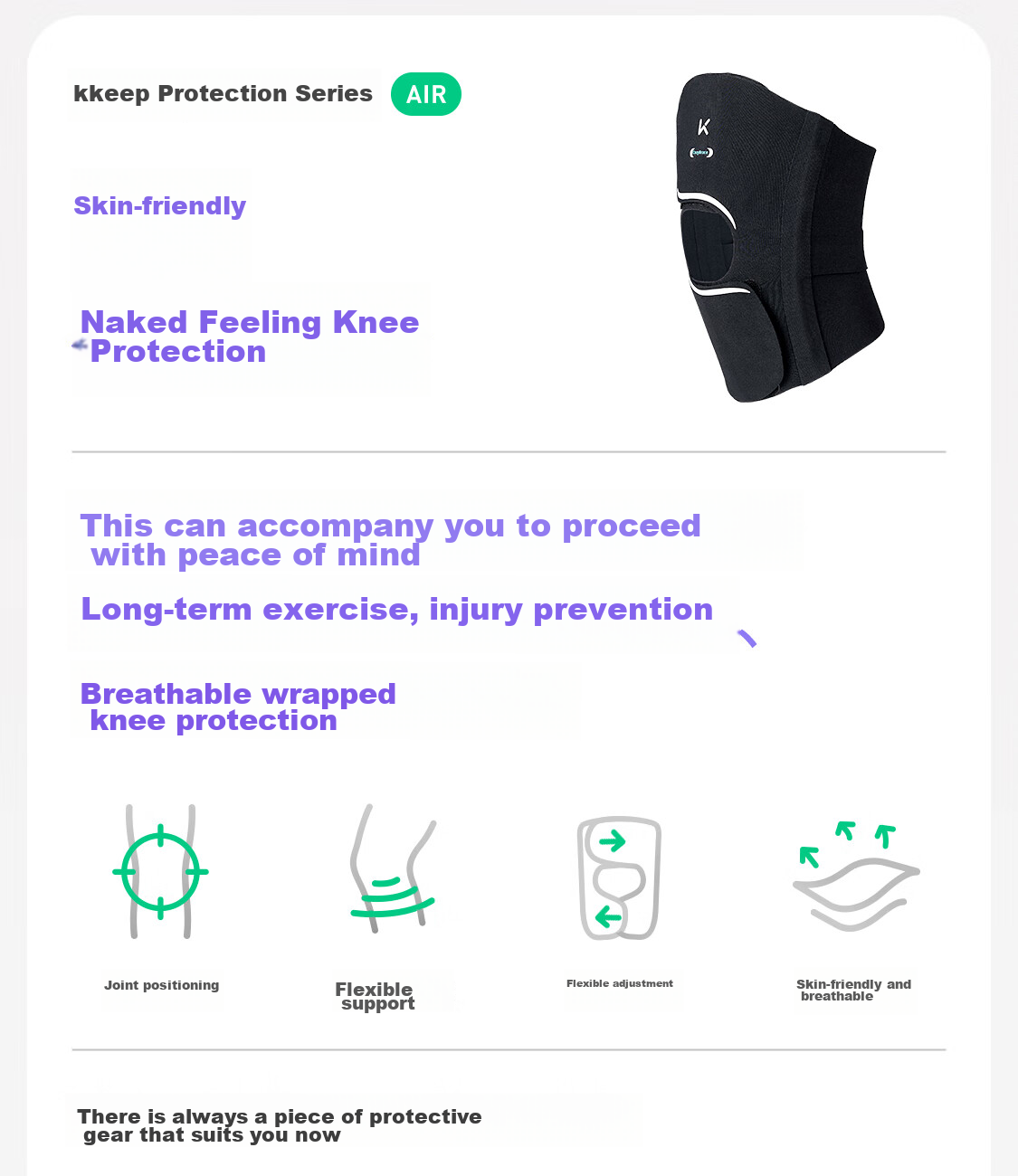 Keep Skin-Friendly Bare-Feel Knee Brace for Fitness, Basketball, Running, Jumping Training, Sports Meniscus Knee Protector K-Rox 6