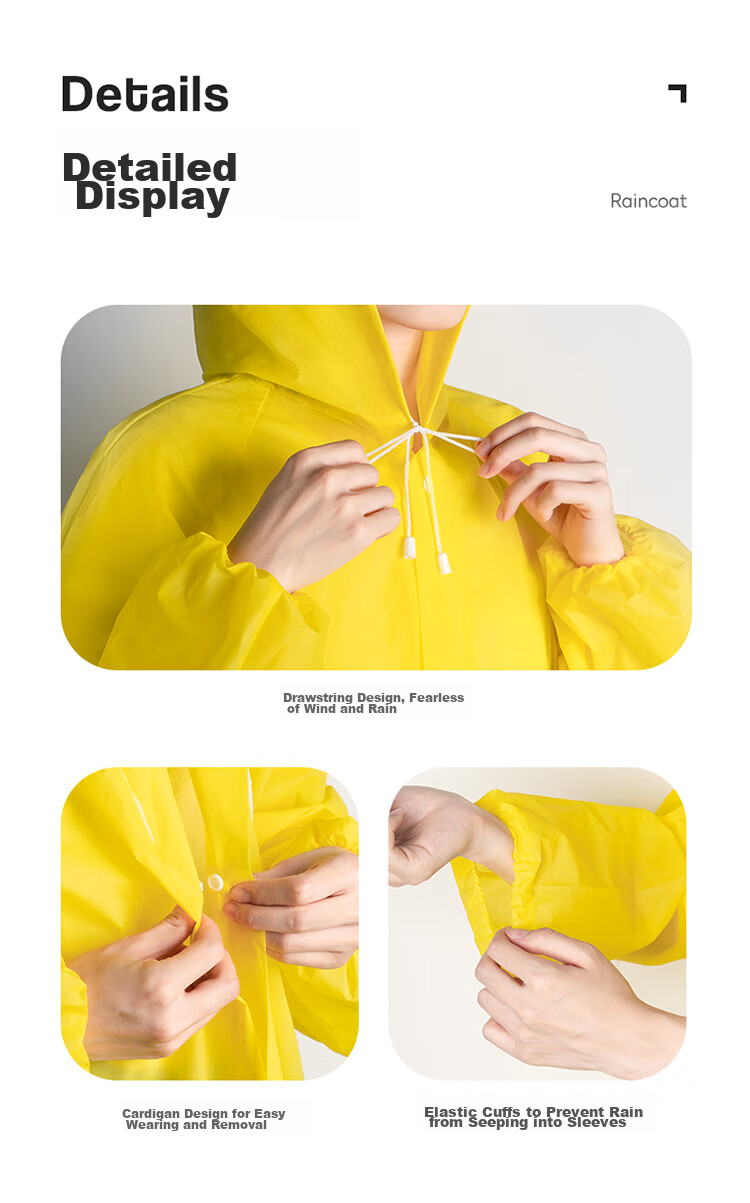 BANANA TRIP Adult Raincoat Poncho, Outdoor Travel, New Material, Non-Disposable, Portable, Thickened, Blue *2 Pieces 6