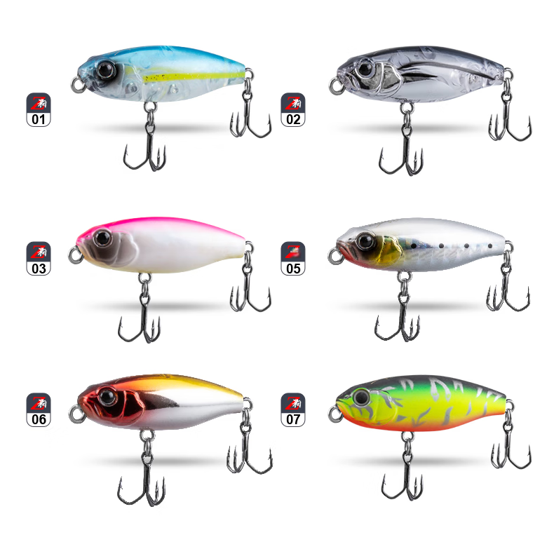 Guowangliya Artificial Bait, Surface System Micro Fish V-Shaped Dog Floating Long-Distance Casting Pencil Lure, Freshwater Bass, Topmouth Culter, Red Eye 02 7