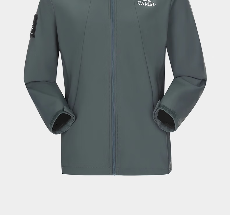 CAMEL Outdoor Integrated Hooded Soft Shell Jacket for Women, Loose-Fitting Top, Water-Repellent, Water-Resistant, Fleece-Lined Coat for Men A14CZ01786 9