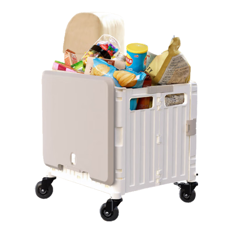Deli Reinforced Supermarket Shopping Folding Cart, Hand-Pulled Camping Trolley, Luggage Cart, Grocery Cart, 65L
