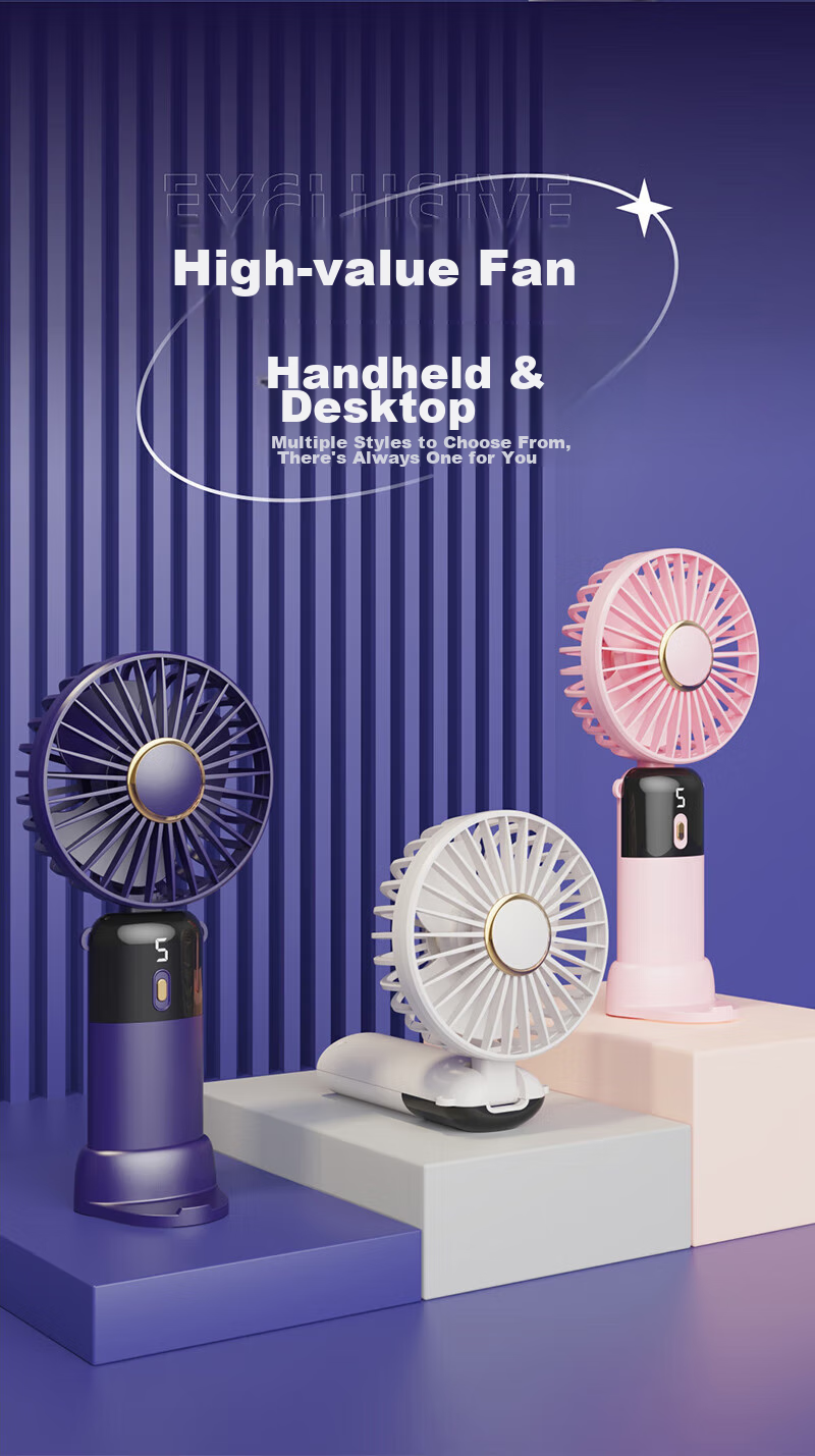 Kumeng [Five-Speed Strong Wind] Handheld Mini Fan, Portable USB Rechargeable Fan, Desktop Foldable Neck-Hanging Fan, Quiet Long Battery Life for Students' Dormitory, Office And Outdoor Use 9