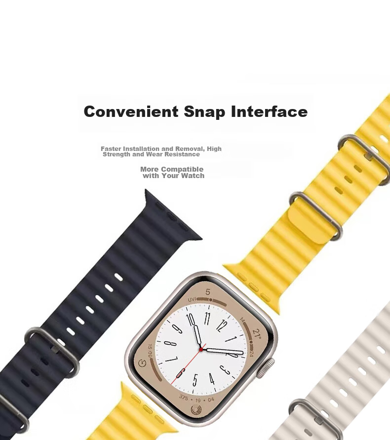ESCASE Compatible with Apple Watch Band, Silicone IWatch S11/10/9/SE3/8/7/6 Smartwatch Sports Waterproof Band, 38/40/41mm Ocean Edition Starry Gray 7