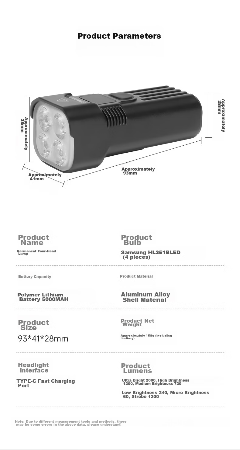 FOREVER Bicycle Front Light, Mountain Bike Equipment Accessory, High-Intensity Mini Flashlight, Bright Outdoor Night Riding Light 3