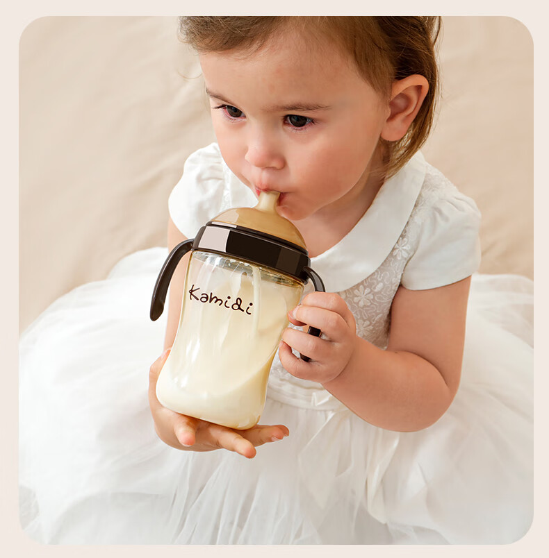 Kamidi PPSU Baby Bottle, Newborn Infant Large Size, Breast-Like Weaning Straw Bottle, 210ml - 3 Holes 18