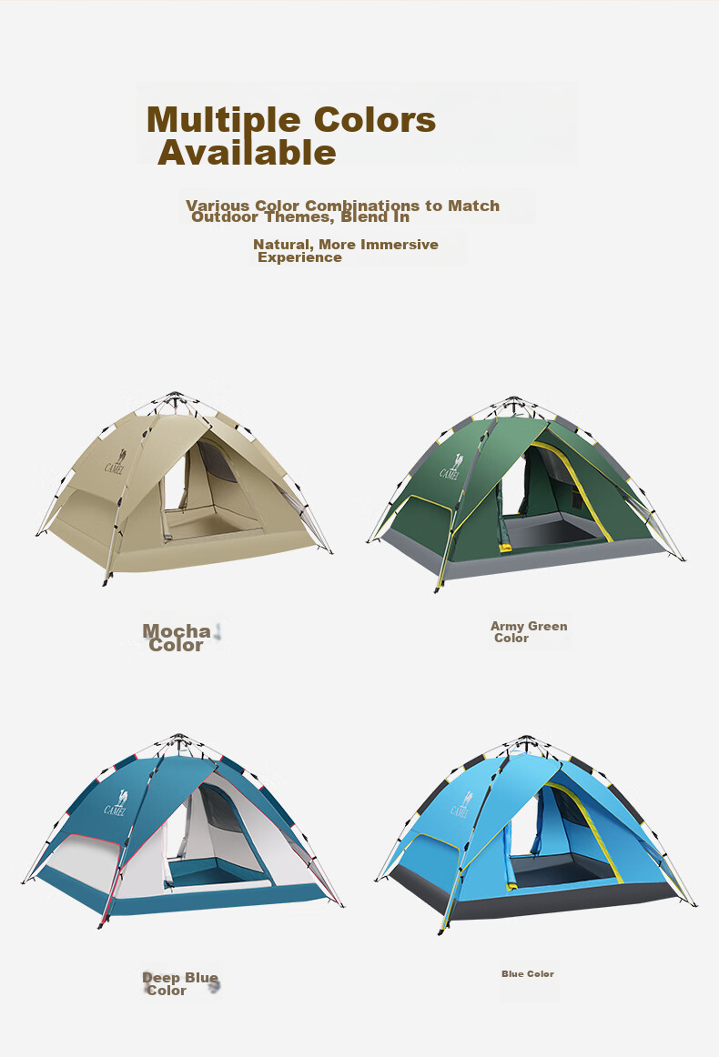CAMEL Outdoor Tent, Portable Silver-Coated, Automatic Quick-Open, Sun Protection, Rain Protection, Camping Equipment, A1S3NA111-2, Sand Gold 9
