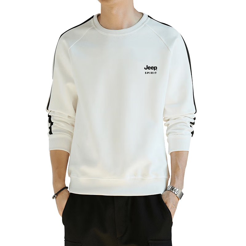 JEEP SPIRIT Men's Sweatshirt, Spring Round Neck Top, Casual T-Shirt, Black, 2XL
