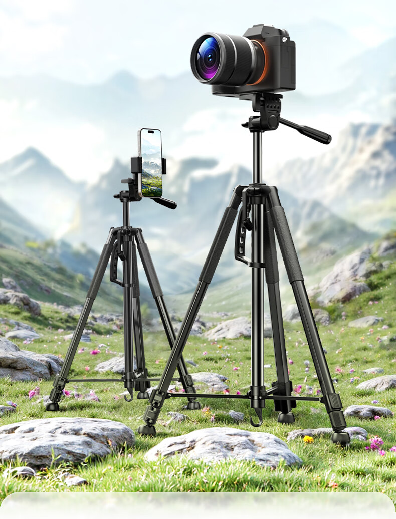 Yangfeisi [Hot Sale 100K+ | 1.5m Aluminum Alloy] Tripod Camera Stand Portable DSLR Phone Live Streaming Tripod Photography Head Outdoor Shooting Compatible with Nikon Canon 6