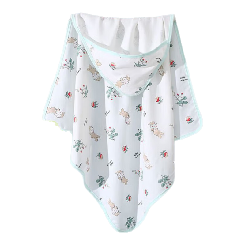 9I9 Baby Swaddle Blanket, Newborn Wrap, Pure Cotton Class A Swaddling Cloth, Pastoral Rabbit Pattern, 85cm