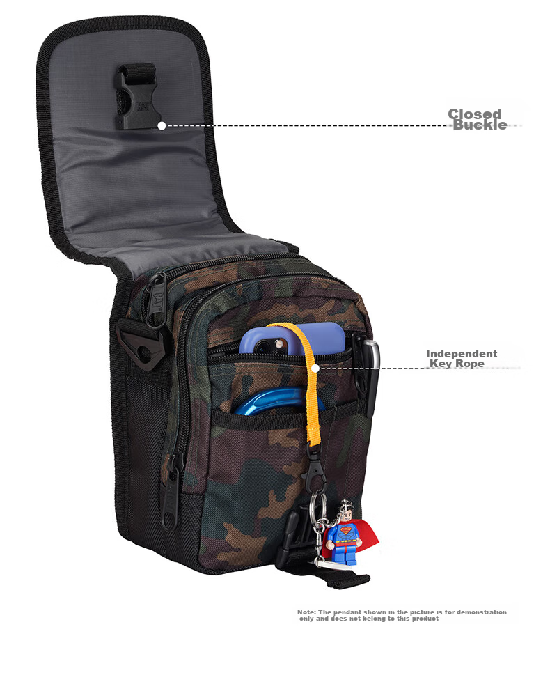 CAT Crossbody Bag, Shoulder Bag, Casual Mini Purse, Belt Bag, Flip-Top Bag, Tactical Workwear Gift, Dark Pattern Black 84172 4